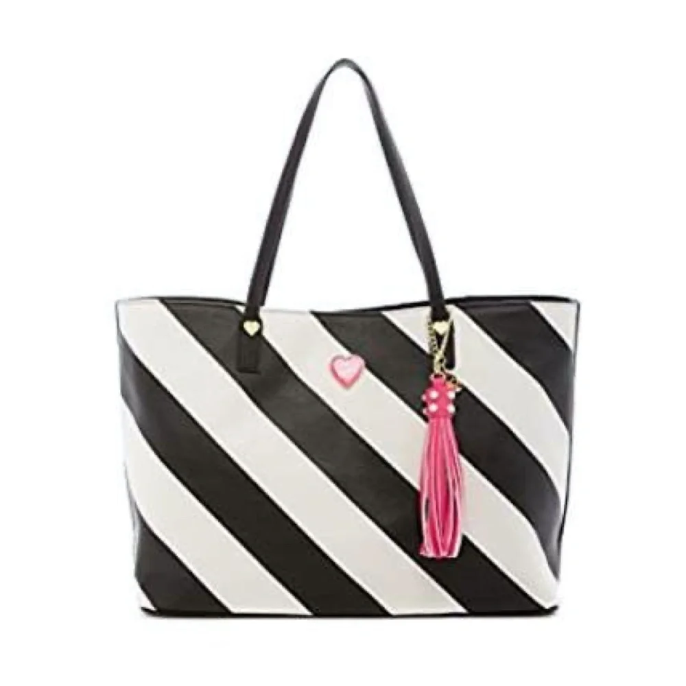 Betsey Johnson All That Jazz striped Faux Leather Tote